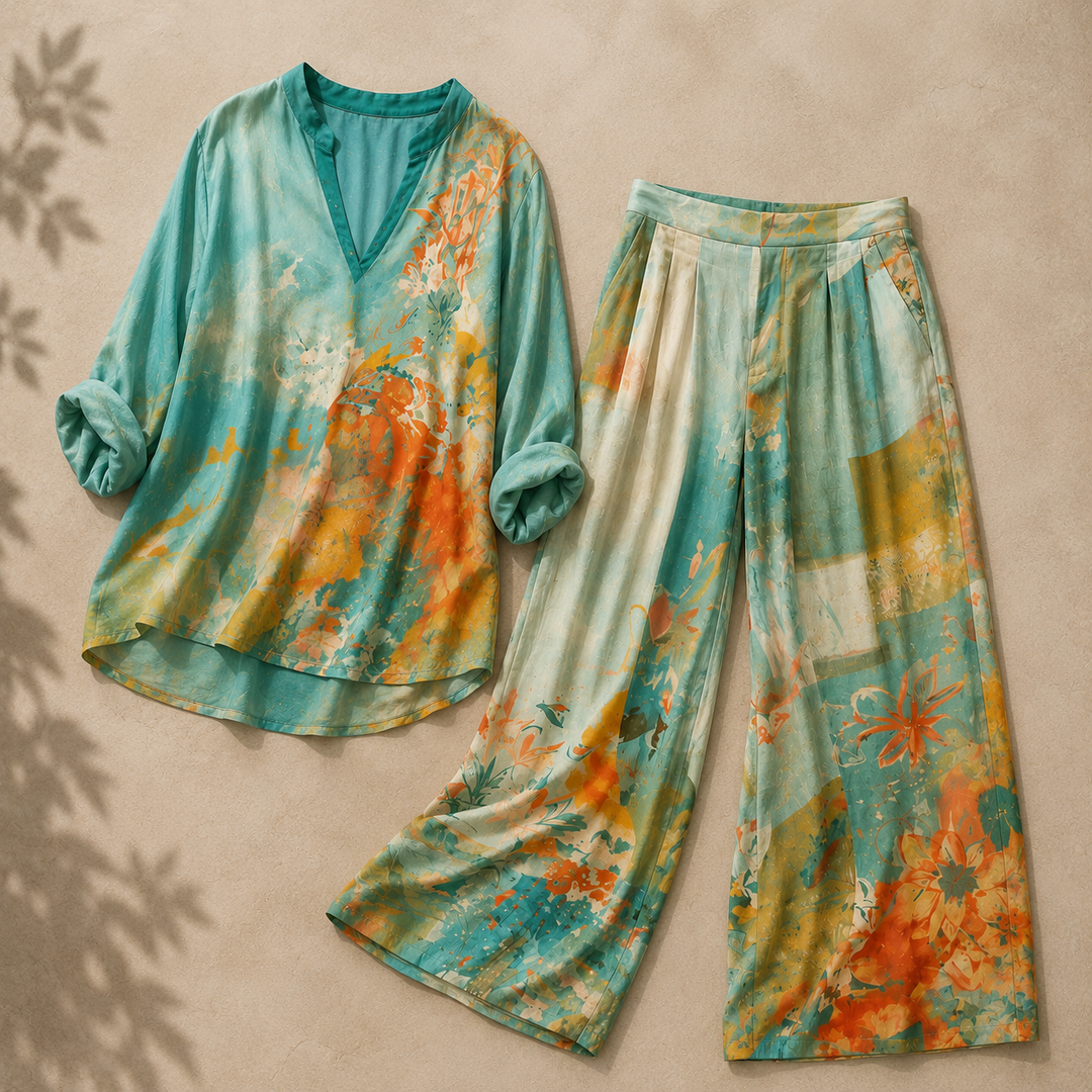 Chiara | Ensemble élégant à imprimé floral avec pantalon large