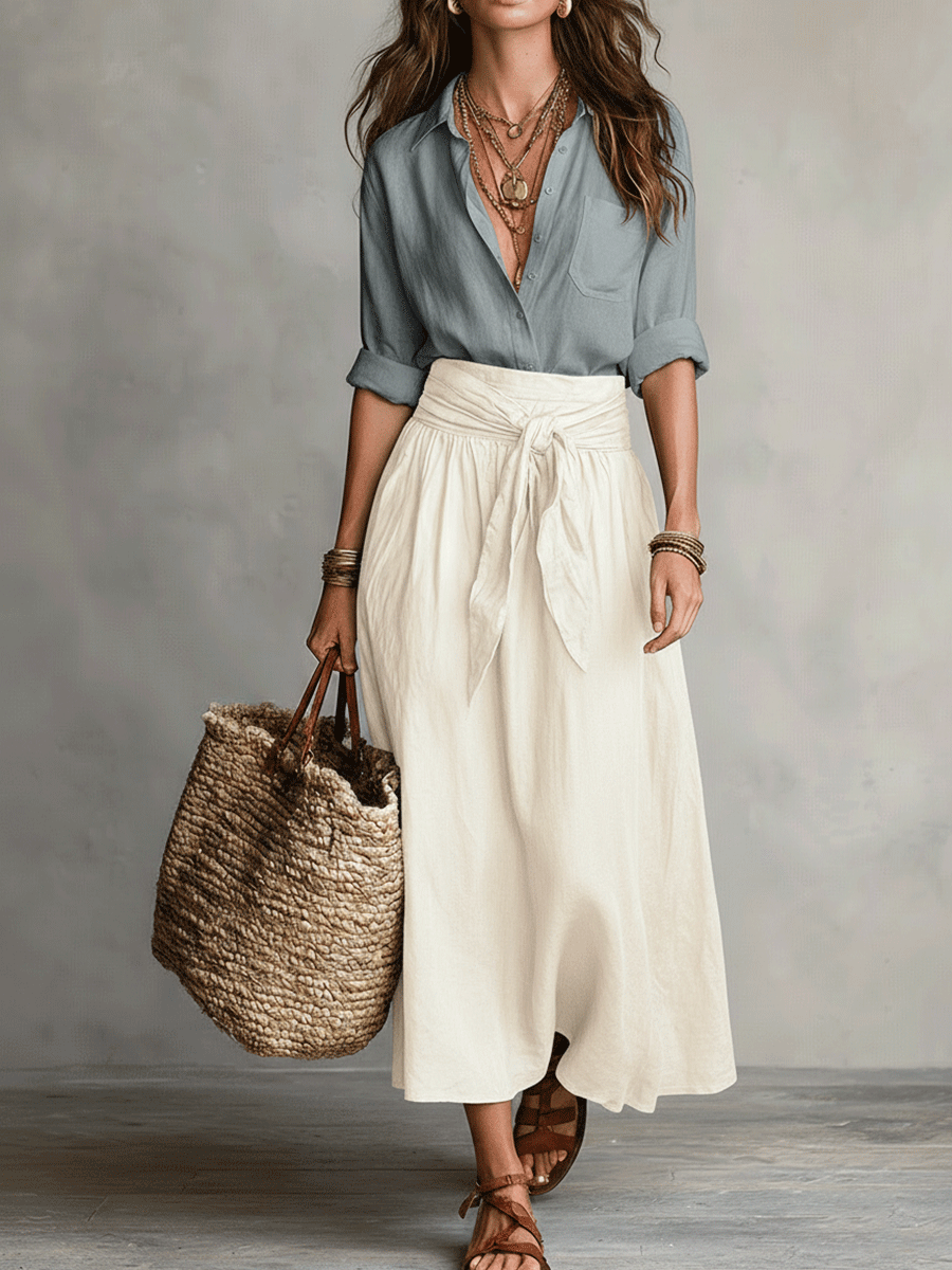 Vera™ | Ensemble Jupe Boho Élégance Effortless Gris