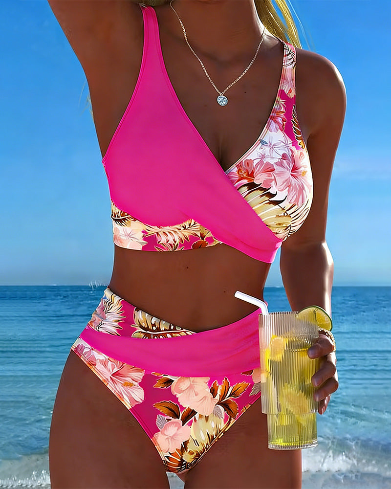 Bikini Contrast Fleurs Imprimé