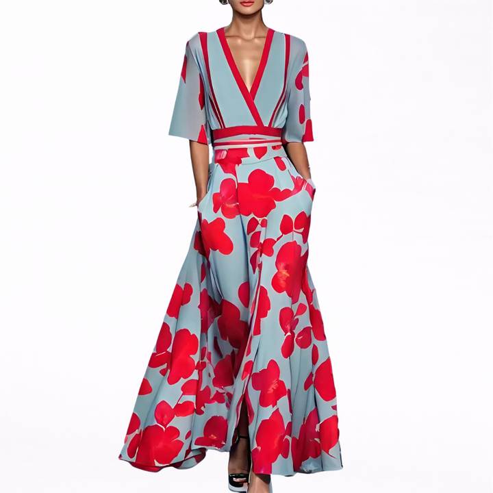 Valentina | Robe Maxi Élégante avec Décolleté Profond