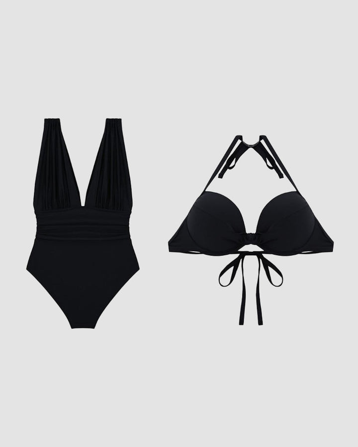 Maillot de Bain Sculptant de Luxe avec Décolleté en V Profond