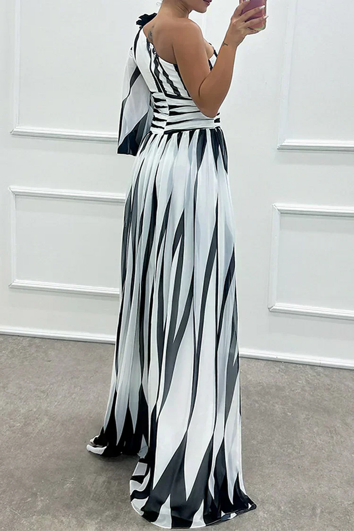 Shiloh - Robe Maxi Rayée Élégante à Une Épaule