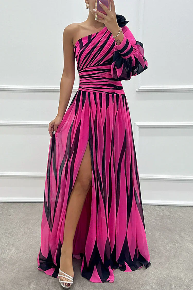 Shiloh - Robe Maxi Rayée Élégante à Une Épaule