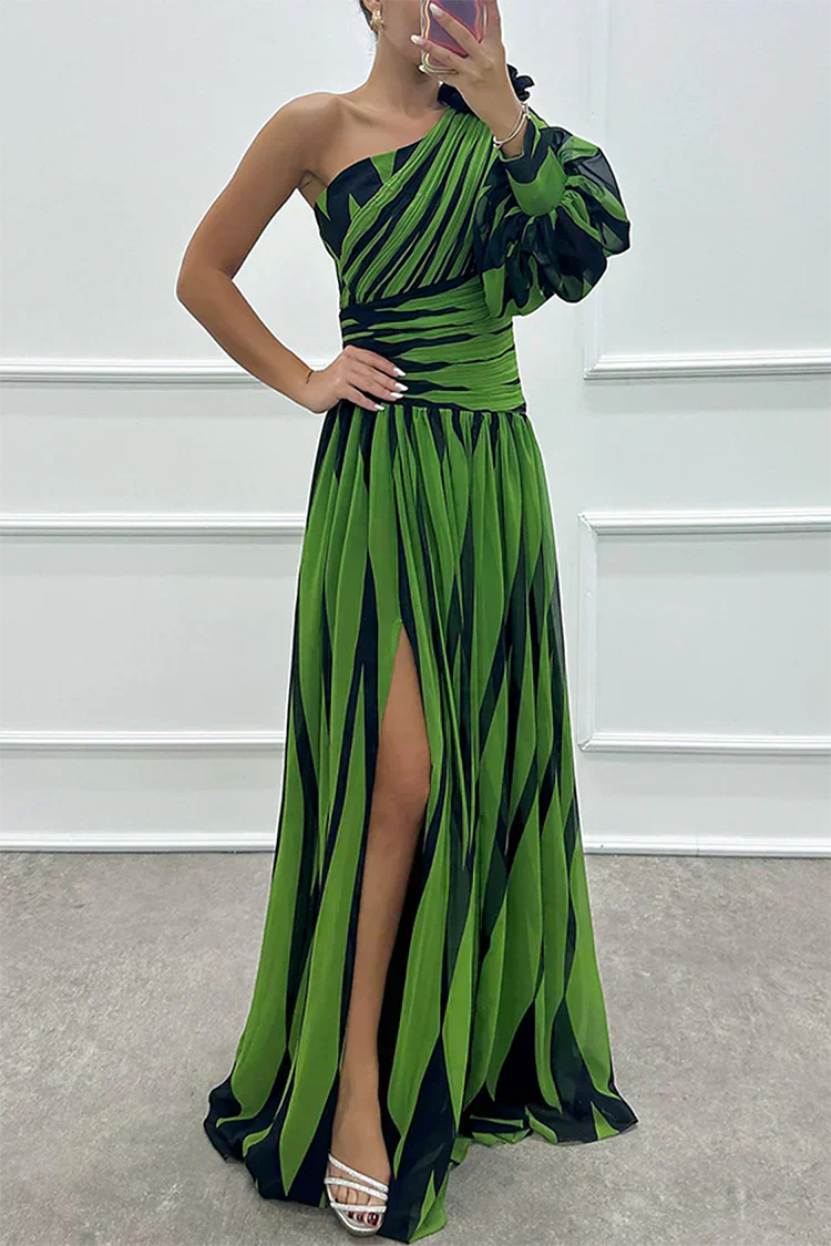 Shiloh - Robe Maxi Rayée Élégante à Une Épaule