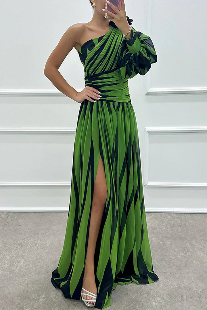 Shiloh - Robe Maxi Rayée Élégante à Une Épaule