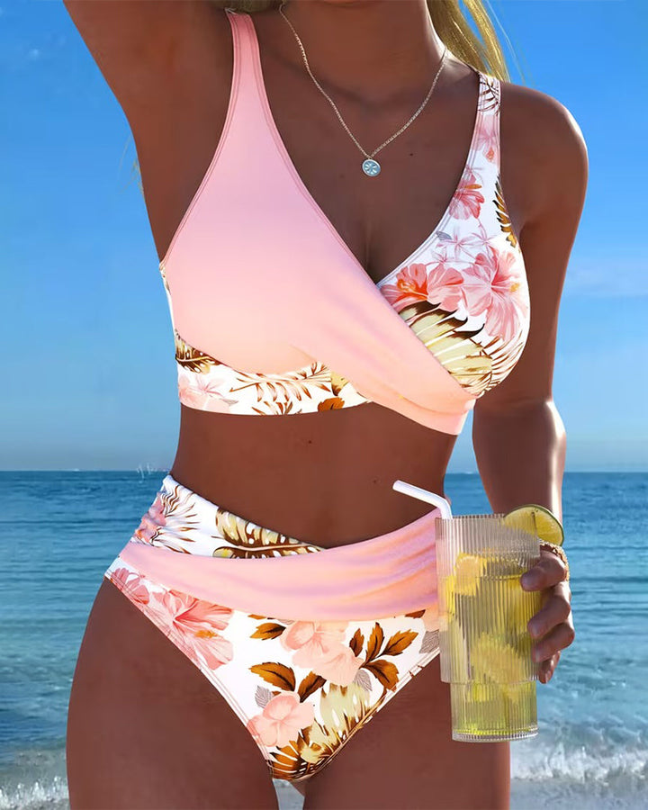 Bikini Contrast Fleurs Imprimé