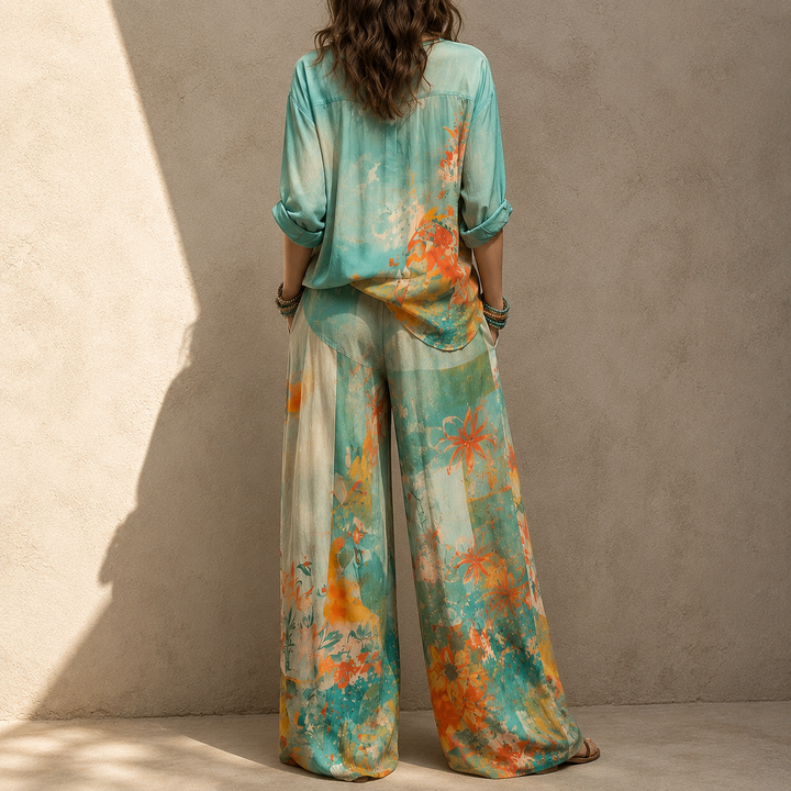 Chiara | Ensemble élégant à imprimé floral avec pantalon large