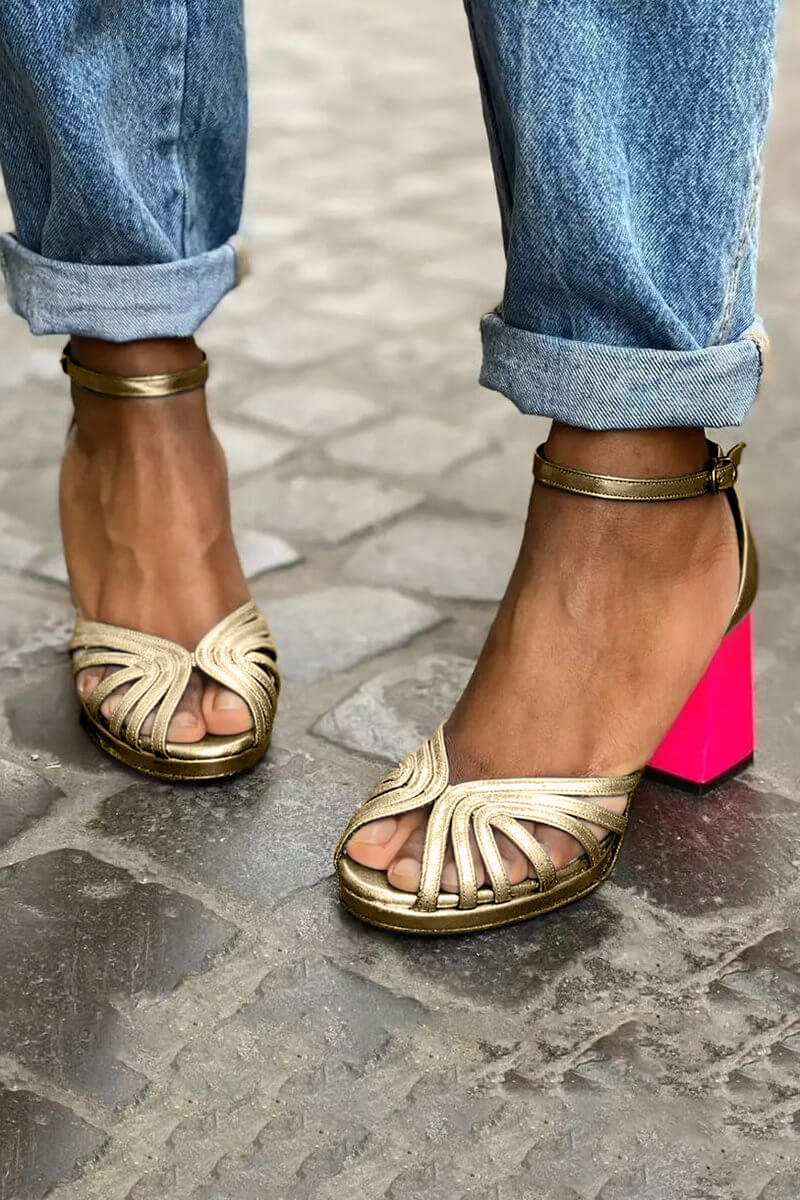 SANDALLES À TALON BICOLORES