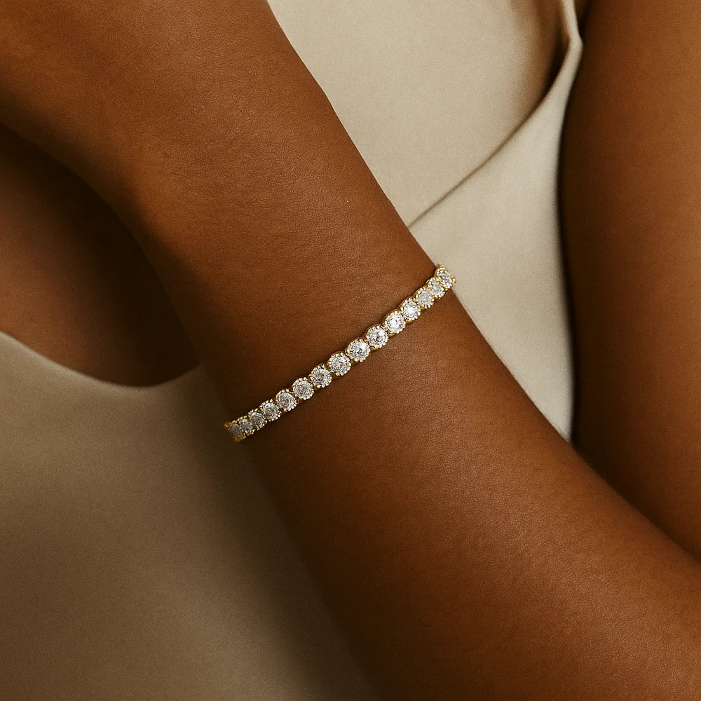 Bracelet de Tennis en Moissanite Plaqué Or