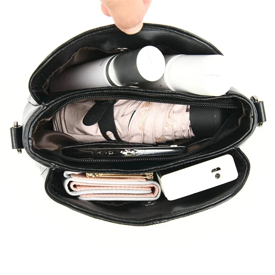 Elegant Embroidered Leather Tote and Crossbody Bag for Women