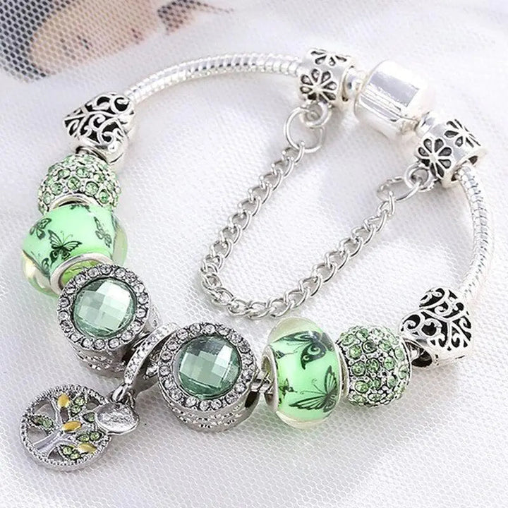 Bracelet Chic en Argent et Cristal Vert