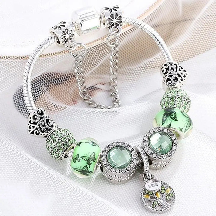 Bracelet Chic en Argent et Cristal Vert