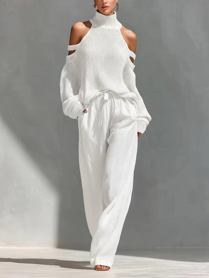 Ensemble en maille et lin à la mode