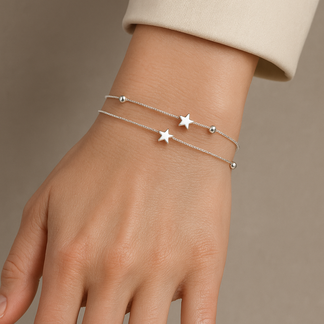 Bracelet en Argent Élégant avec Étoiles