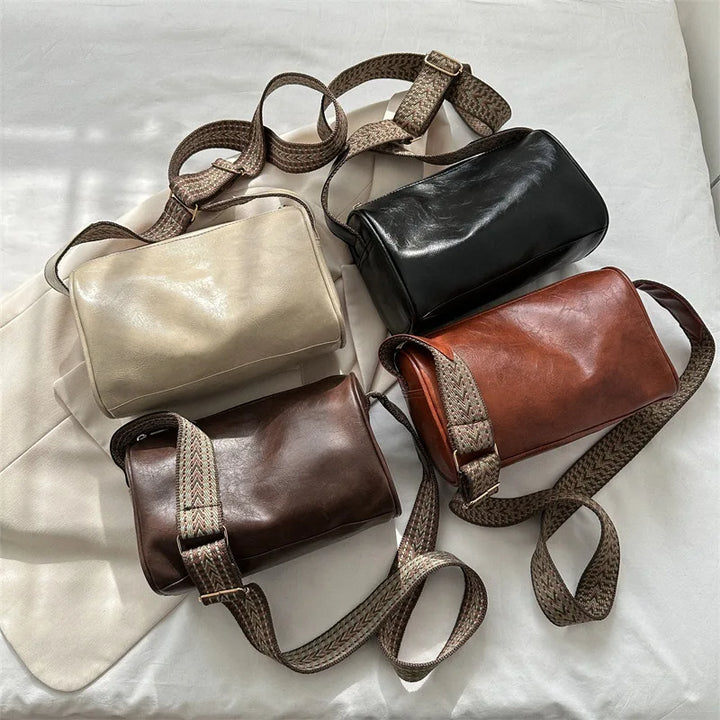 Chic vintage PU leather Boston handbag - fashionable crossbody