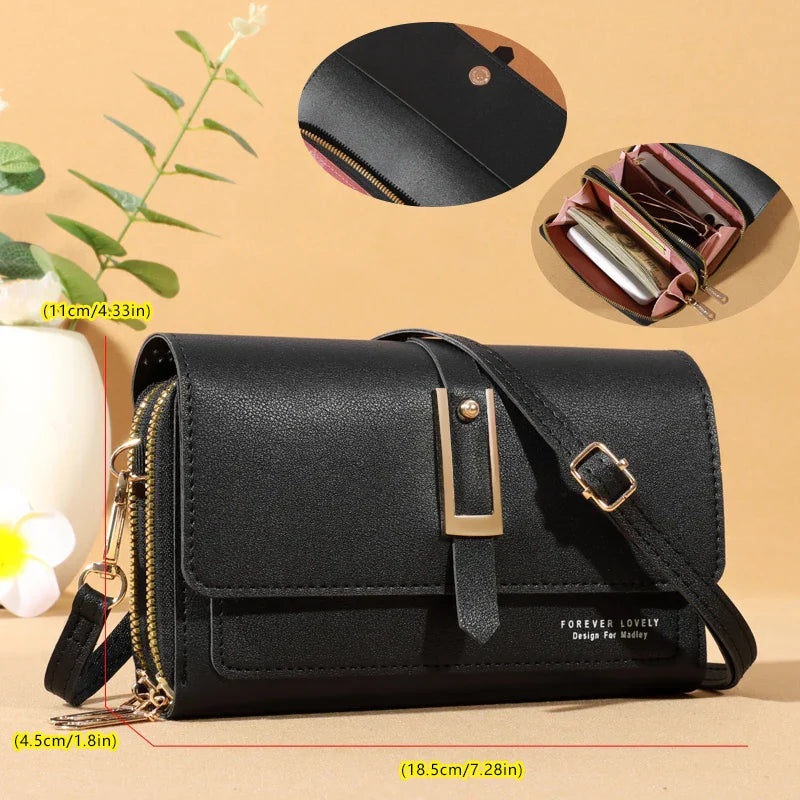 Elegant crossbody shoulder bag for women - Stylish mobile phone and card holder