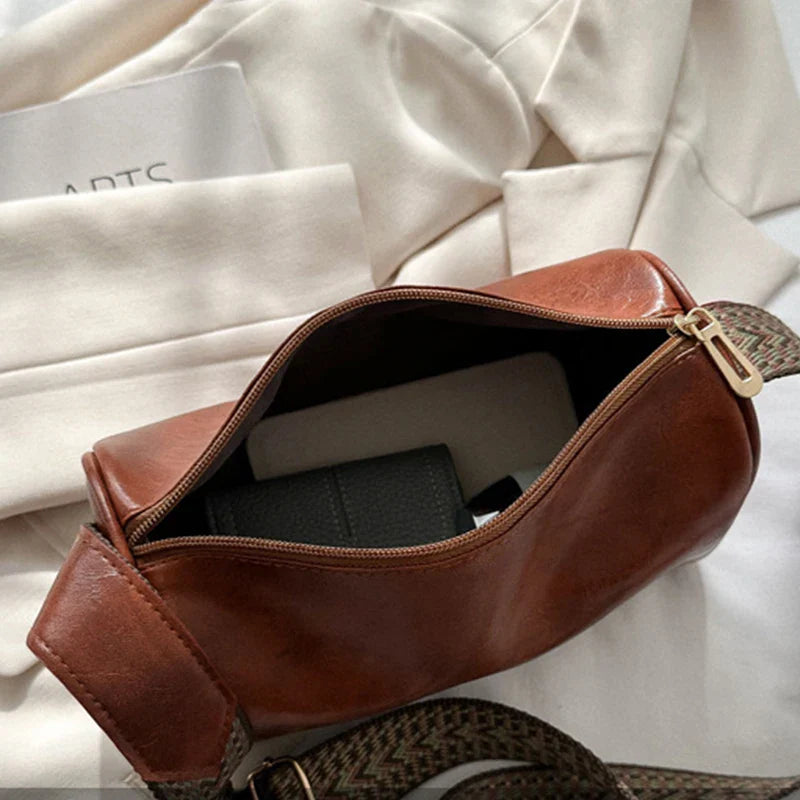 Chic vintage PU leather Boston handbag - fashionable crossbody