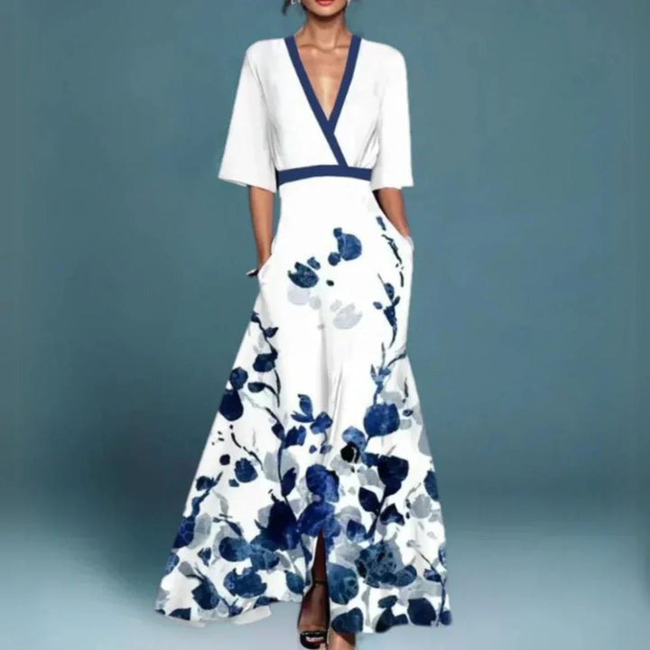 Hazel - Robe Maxi Fleurie Élégante Avec Ceinture