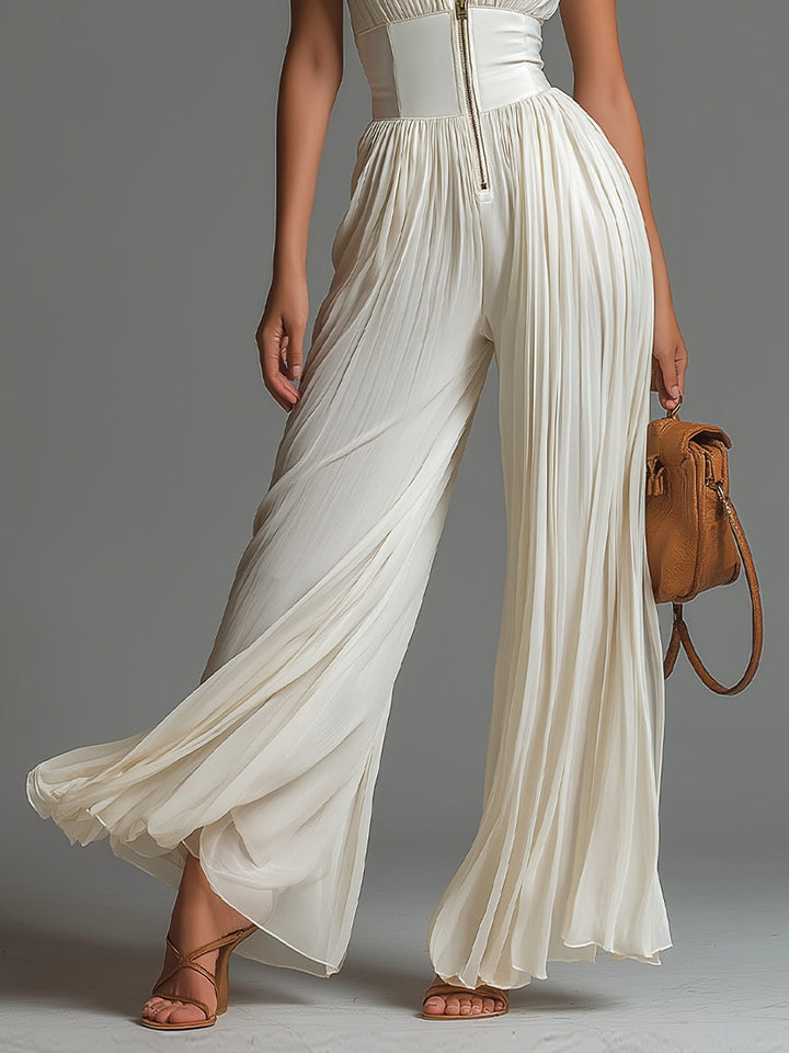 Combinaison Zsófia - Combinaison en chiffon blanc plissé