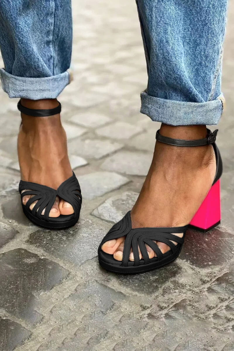 SANDALLES À TALON BICOLORES