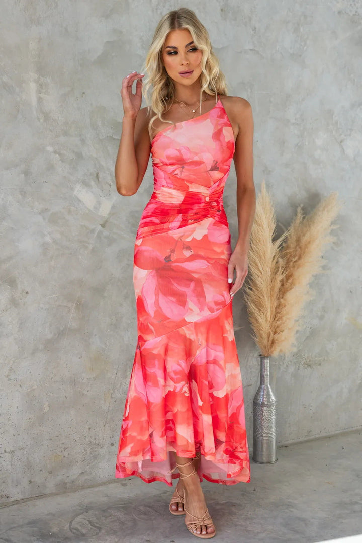 Robe plissée à une épaule Layla