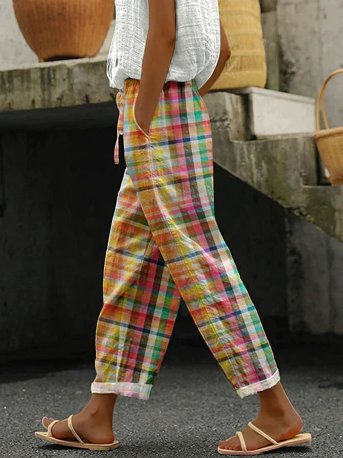 ZENARIA – PANTALONS À CARREAUX CONFORTABLES