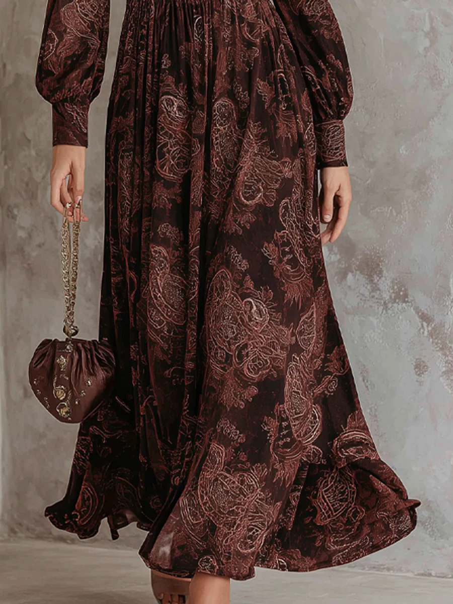 Ariane™ | Robe maxi avec imprimé paisley et taille cintrée