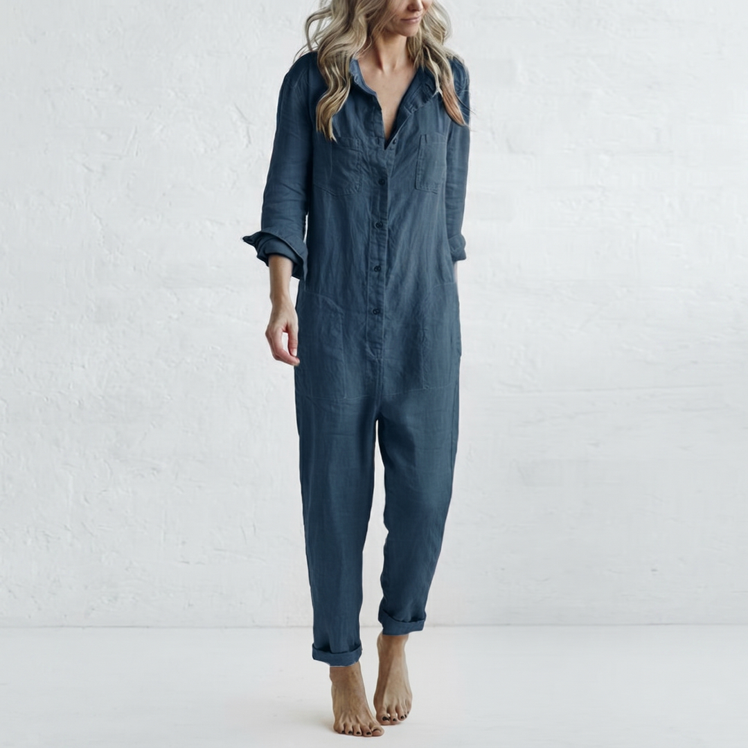 LooseStitch™ | Combinaison Femme à Manches Longues avec Boutonnage
