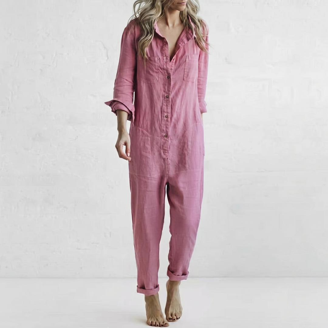 LooseStitch™ | Combinaison Femme à Manches Longues avec Boutonnage