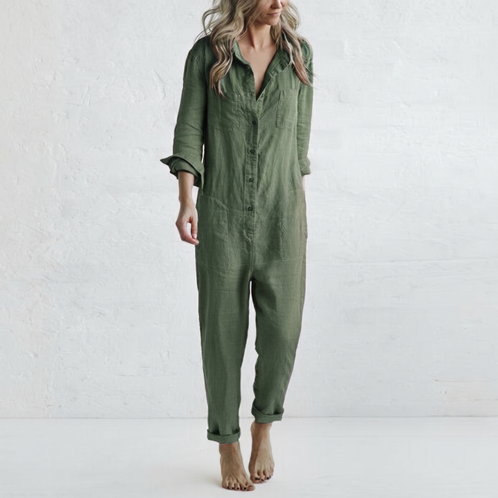 LooseStitch™ | Combinaison Femme à Manches Longues avec Boutonnage