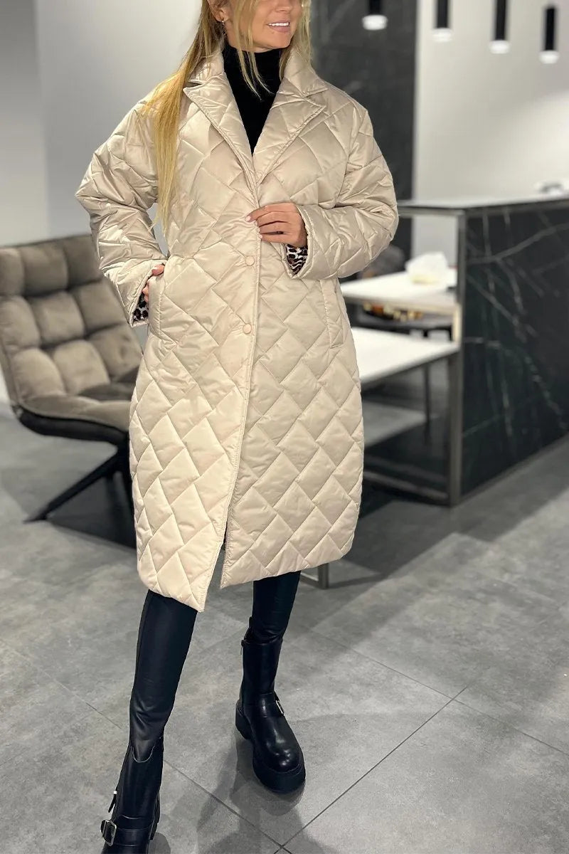 Dimphy | Reversible Quilted Coat with Leopard Print Lining