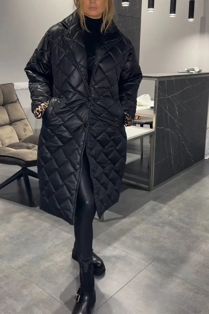 Dimphy | Reversible Quilted Coat with Leopard Print Lining