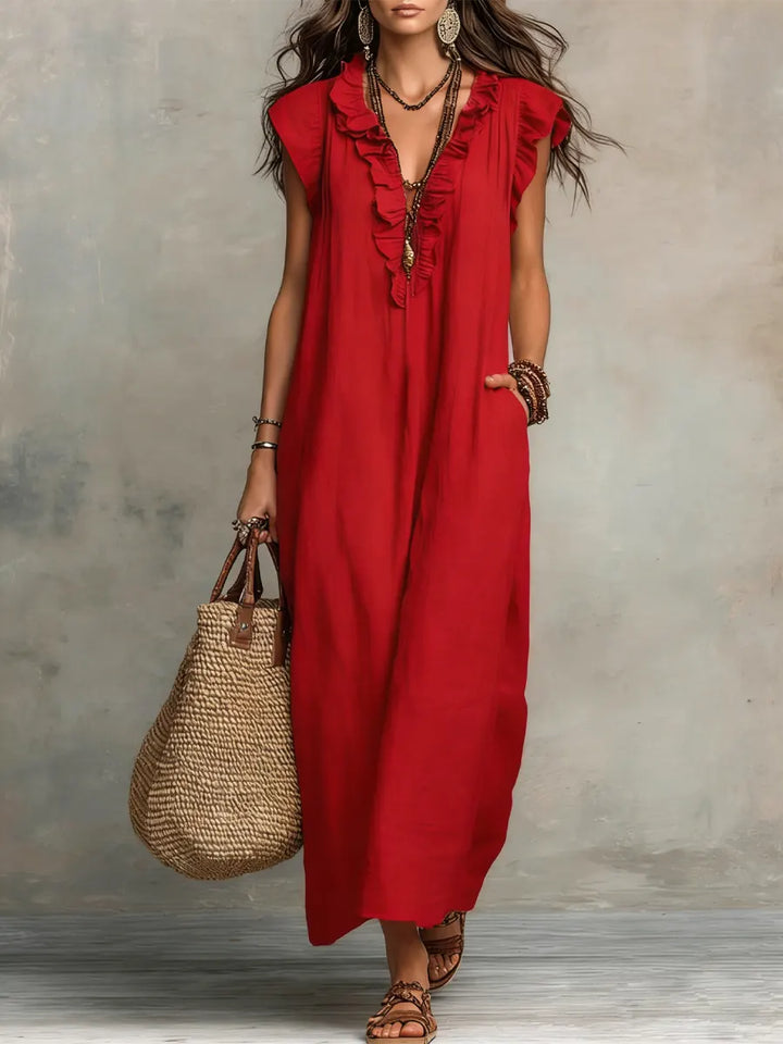 Camelia | Robe Longue Bohémienne en Lin et Coton