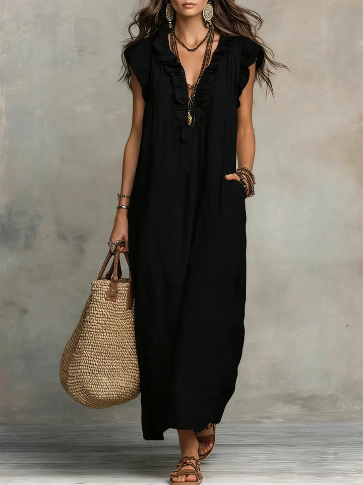 Camelia | Robe Longue Bohémienne en Lin et Coton