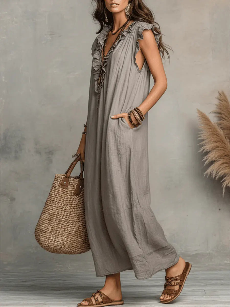 Camelia | Robe Longue Bohémienne en Lin et Coton