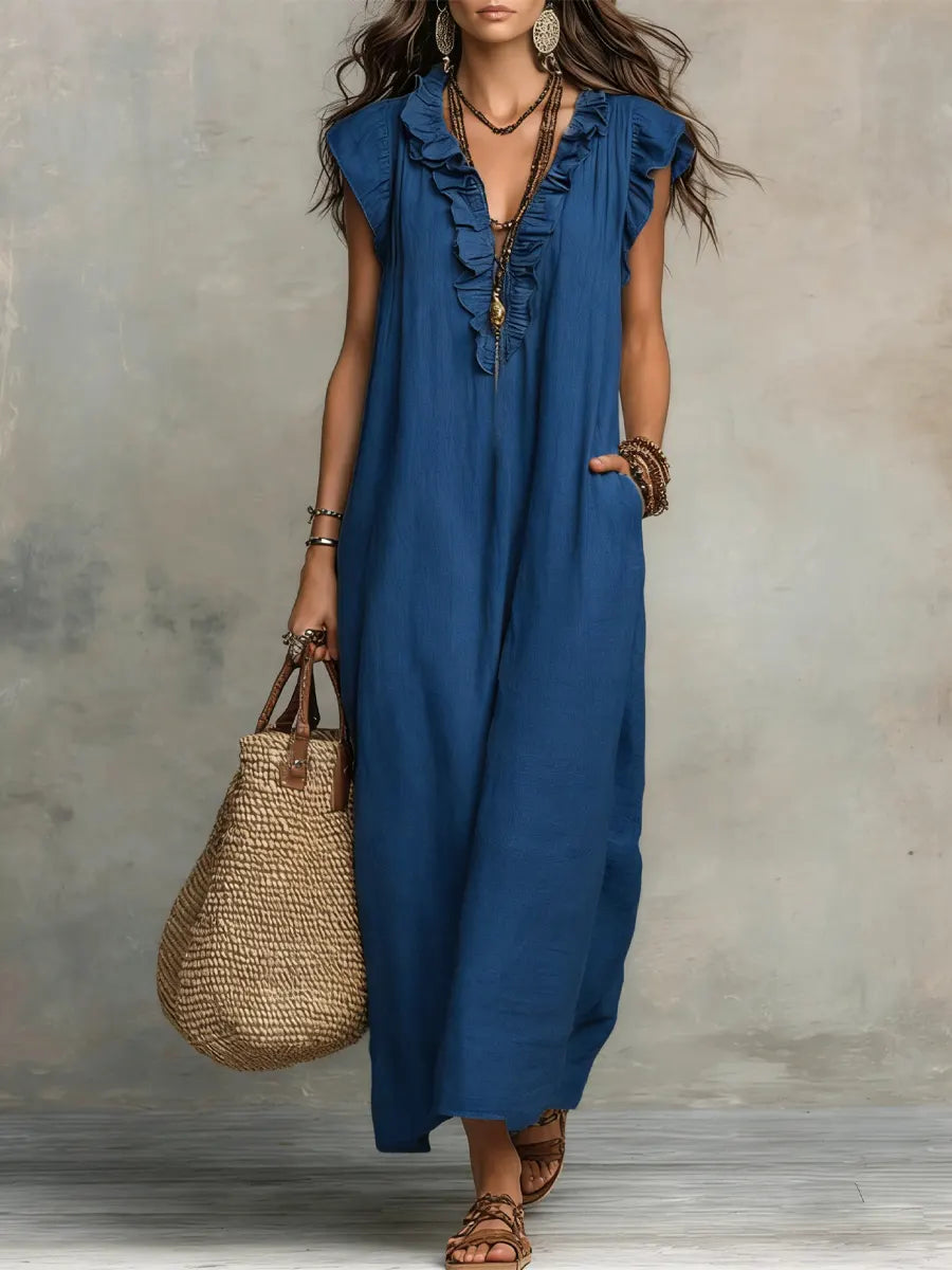 Camelia | Robe Longue Bohémienne en Lin et Coton