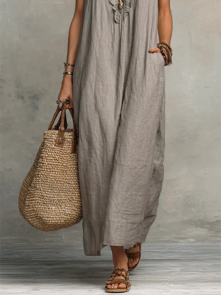 Camelia | Robe Longue Bohémienne en Lin et Coton