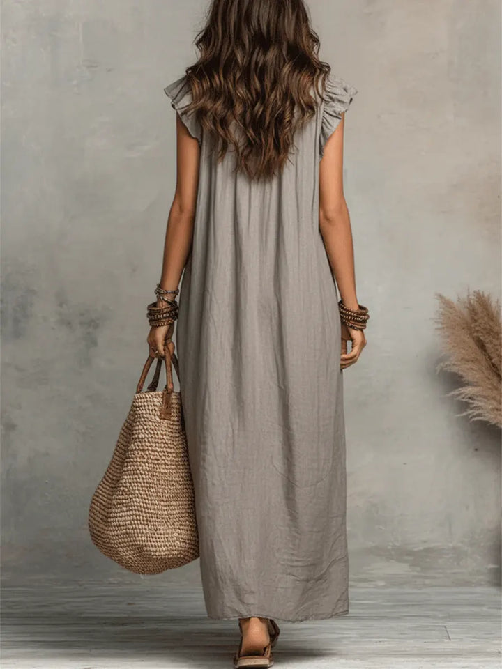 Camelia | Robe Longue Bohémienne en Lin et Coton