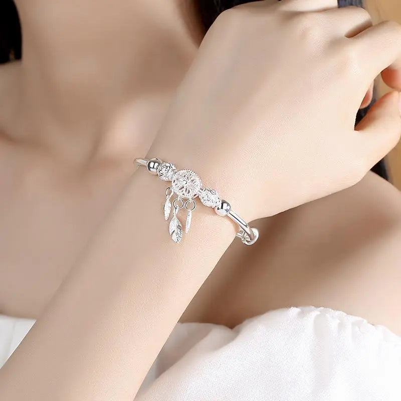 Bracelet en Argent avec Charme Attrape-Rêves